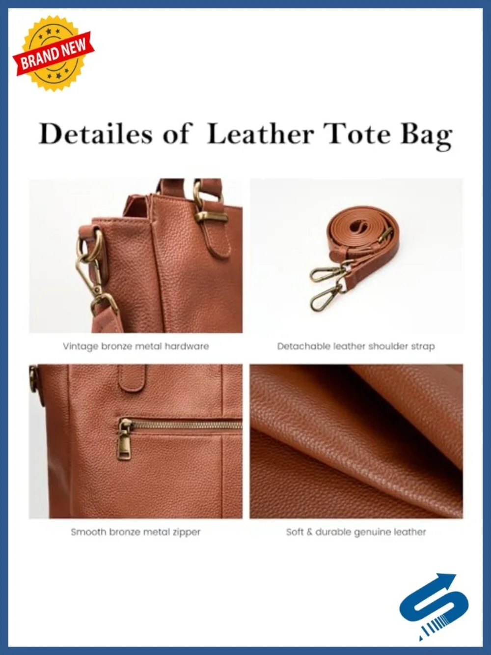 Genuine Leather Medium Tote Bag Crossbody Satchel with RFID Blocking
